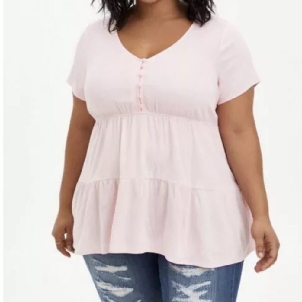 Torrid Blush Lenny Tiered Blouse 5X NWT
